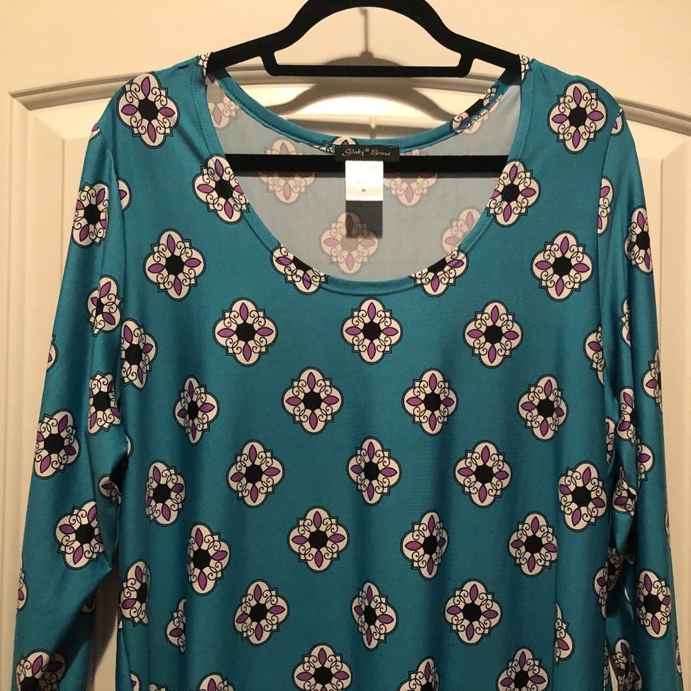 Slinky Turquoise Print Tunic